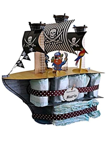 Tarta de pañales Barco Pirata