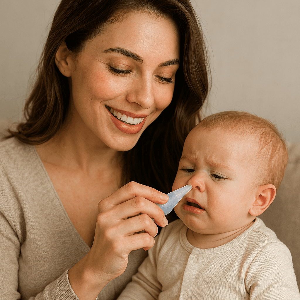 Mama Guapa Quitando Mocos A Bebe