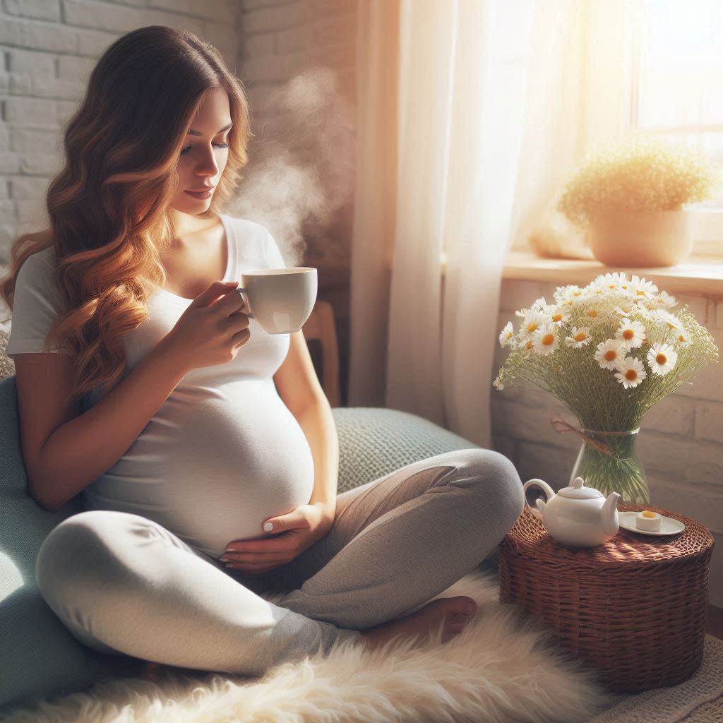 Embarazada Tomando Manzanilla