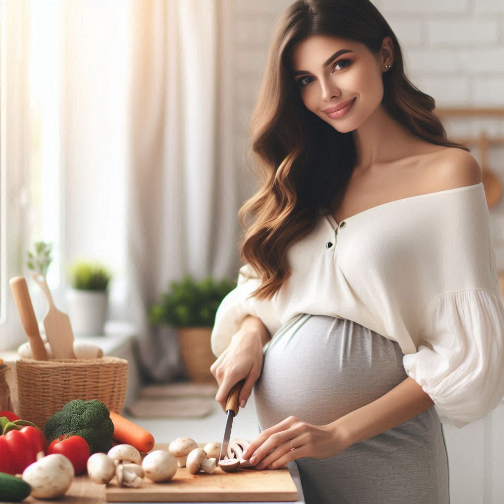 Embarazada Cortando Champinones LaCestitadelBebe