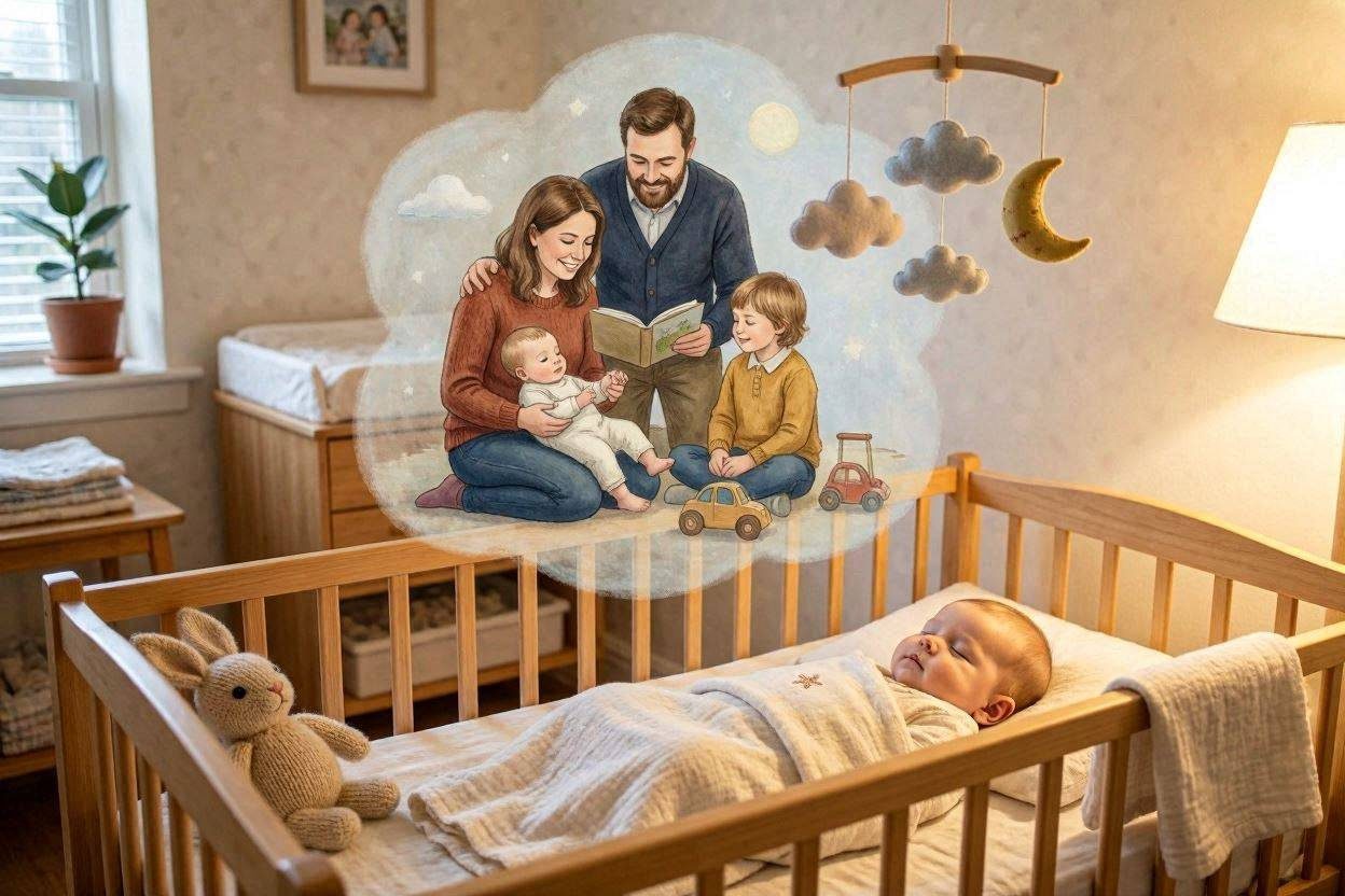 Beb Durmiendo En Sueos Con Familia En Cuna