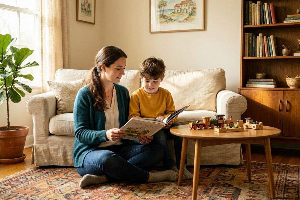 Nio Con Cuento Leyendo Mam Guapa